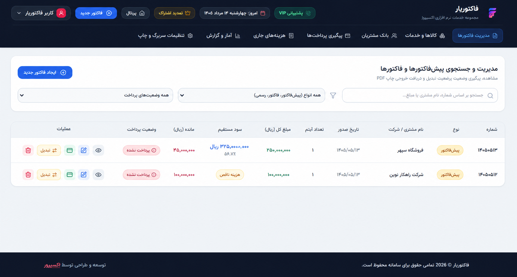 سود مستقیم فاکتورها در فاکتوریار